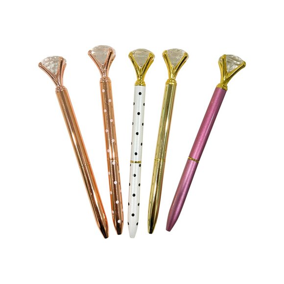 Rose Gold Diamond Topped Writing Pen - Picture 2 of 3